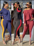 Autumn and winter women's new style contrast stitching all-match casual home service suit