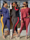 Autumn and winter women's new style contrast stitching all-match casual home service suit