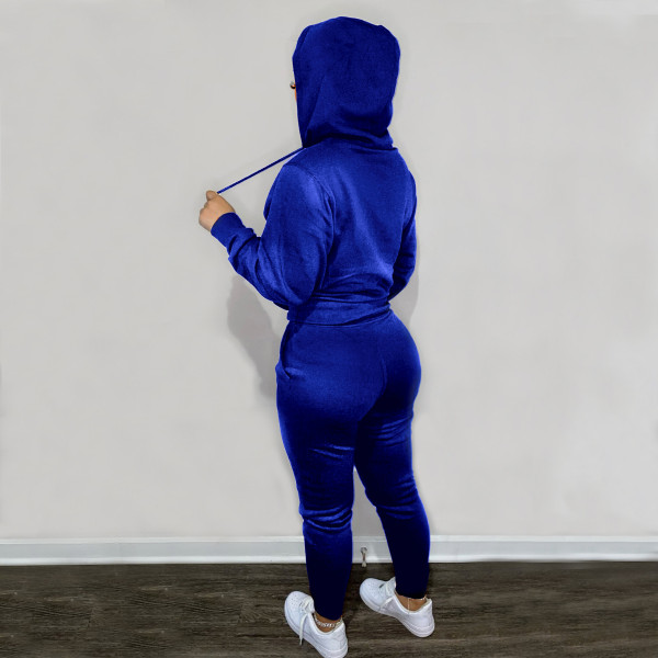 Autumn and winter hooded gold velvet suit