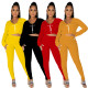 Women's clothing autumn and winter letter printing sexy two-piece leisure navel