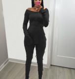 New style knitted jacquard wide-neck long-sleeved suit jacket with hem slit