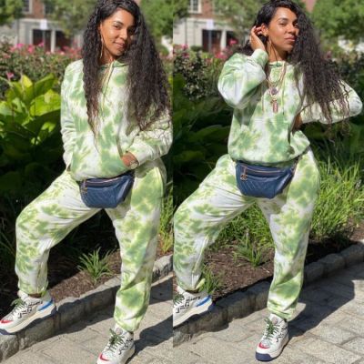 Women's fashion casual sweater printed hooded suit
