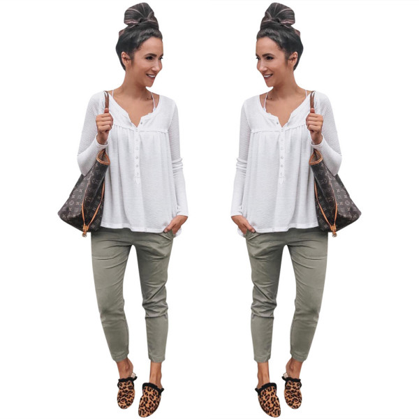 Women's New Arrival Low Collar Single-breasted Solid Color Top