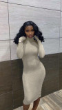 New casual sweater dress back pleated