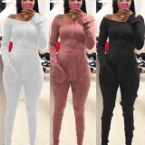 New style knitted jacquard wide-neck long-sleeved suit jacket with hem slit