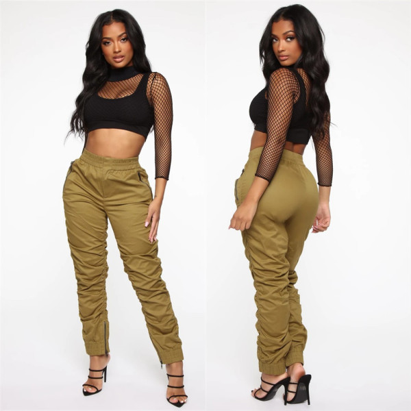 New product slim-fit pleated solid color casual pants overalls