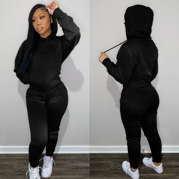 Autumn and winter hooded gold velvet suit