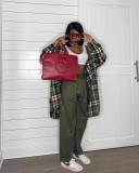 Ladies' Outerwear Classic Plaid High Quality Woolen Shirt Jacket Hot Sale New