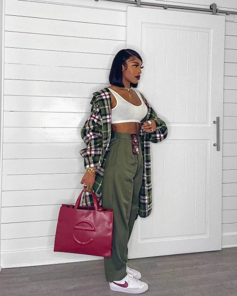 Ladies' Outerwear Classic Plaid High Quality Woolen Shirt Jacket Hot Sale New