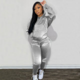 Autumn and winter hooded gold velvet suit