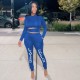 Women's sexy hollow body nightclub style printed letter suit