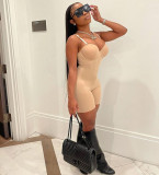 Women's sexy halter strap slim fit one-piece suit with chest cotton