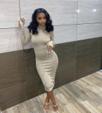 New casual sweater dress back pleated