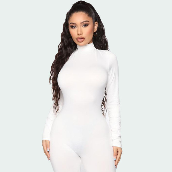 Plus size women's solid color casual sports tight-fitting hip high-elastic jumpsuit