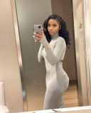New casual sweater dress back pleated