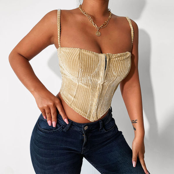 Corn kernels corduroy vest women's autumn and winter temperament sexy simple suspender top