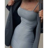 Autumn and winter new style outer wear square neck sling dress sexy sling short skirt women