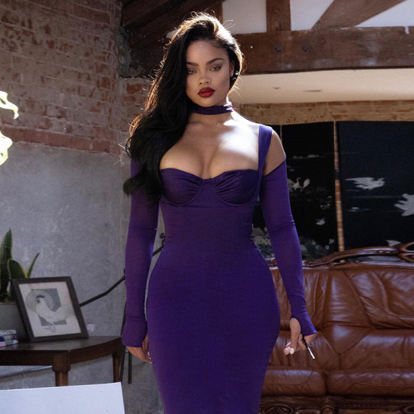 New style hanging neck show chest sexy sling winter dress temperament long skirt women