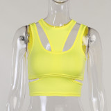 Women's blouse sexy sleeveless hollow front and back reversible sports vest