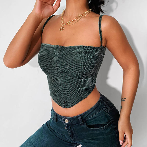 Corn kernels corduroy vest women's autumn and winter temperament sexy simple suspender top