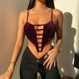 Hollow sexy Korean velvet sling women's autumn and winter new small camisole
