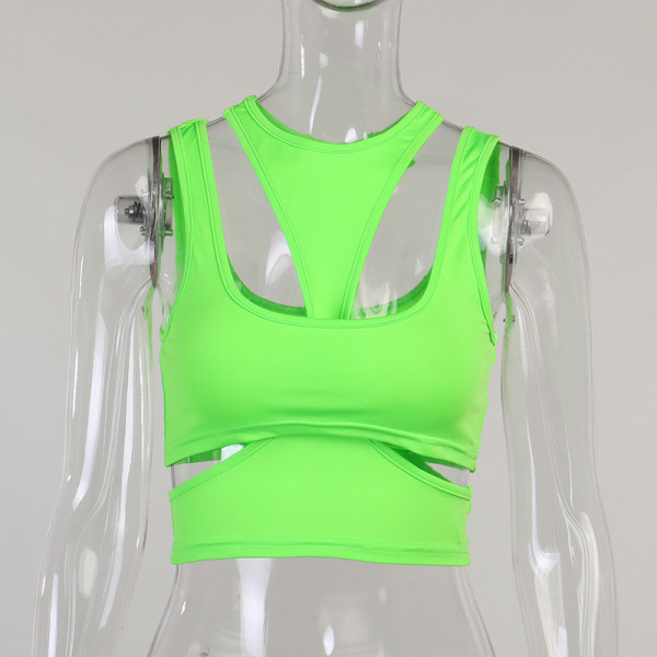 Women's blouse sexy sleeveless hollow front and back reversible sports vest