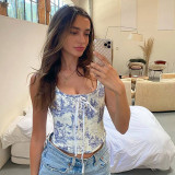 Women's Winter New Fashion Print Cardigan Sleeveless Wrapped Chest Waist