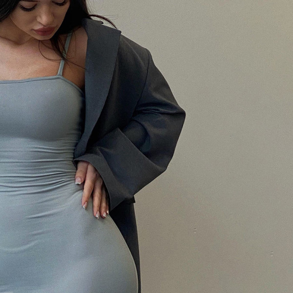 Autumn and winter new style outer wear square neck sling dress sexy sling short skirt women