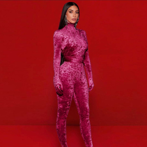 Street self-cultivation solid color one-piece suit, new style long-sleeved one-piece leisure suit in winter