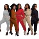 Women's solid color sweater two-piece thin velvet sports suit women
