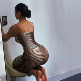 Autumn new holiday sexy sling dress slim slimming hip skirt