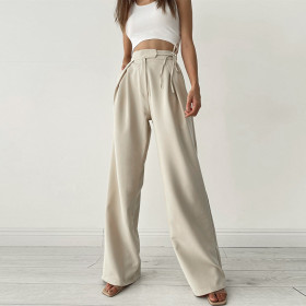 Temperament bandage wide-leg pants women's autumn and winter new style commuter mopping wide-leg pants