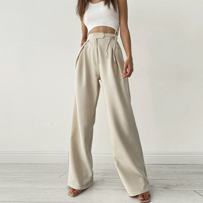 Temperament bandage wide-leg pants women's autumn and winter new style commuter mopping wide-leg pants