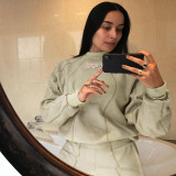 Labeled logo split contrast line loose suit women winter simple casual suit