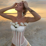 Women's breast cup mesh gauze waist bra