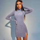 Spring and autumn temperament commuting solid color base mid-waist short skirt hedging slim sexy dress