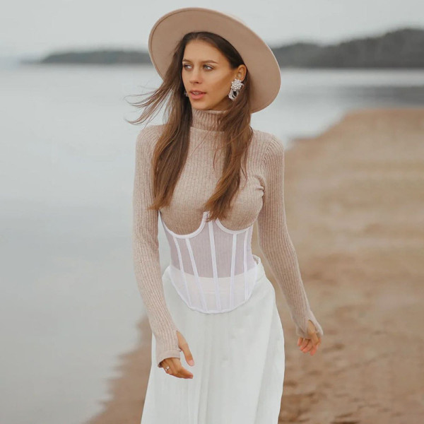 Casual chest support short top, women's inner and outer collocation, chest waist, women's knitted waist wrapped chest