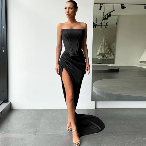 Tube top waist dress dress women women sexy evening long dress