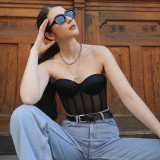 Women's breast cup mesh gauze waist bra