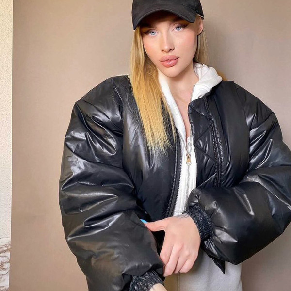 New style cotton jacket female temperament simple waist waist personalized zipper short cotton jacket