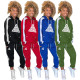 Fashion casual winter stitching multicolor two-piece suit