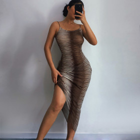 Autumn new holiday sexy sling dress slim slimming hip skirt