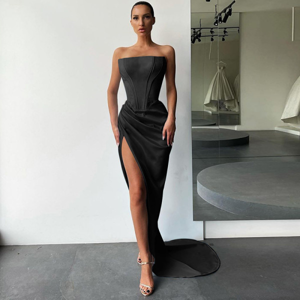 Tube top waist dress dress women women sexy evening long dress