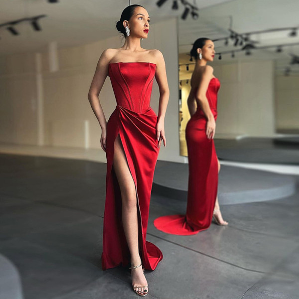 Tube top waist dress dress women women sexy evening long dress