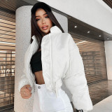 New style cotton jacket female temperament simple waist waist personalized zipper short cotton jacket