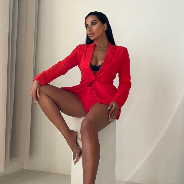 New women's fashion lapel long-sleeved mid-length casual temperament small suit women