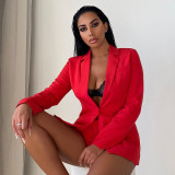 New women's fashion lapel long-sleeved mid-length casual temperament small suit women