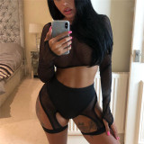 Women's new style mesh stitching hollow sexy high waist leggings