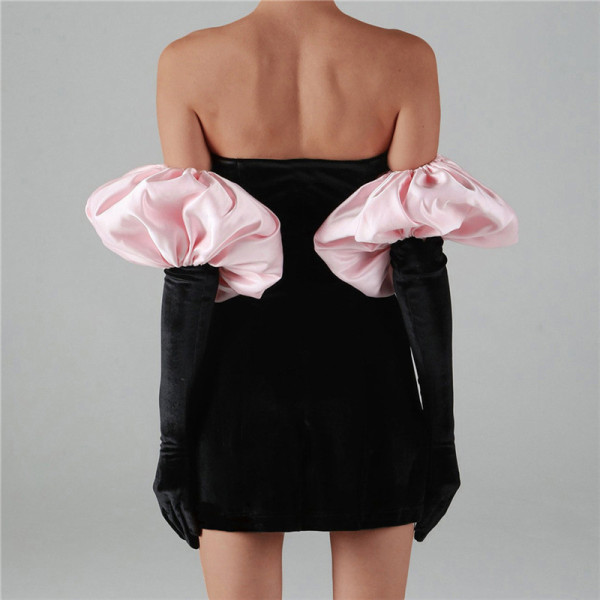 New women's fashion puff sleeve sexy breast-wrapped slim fit hip dress women