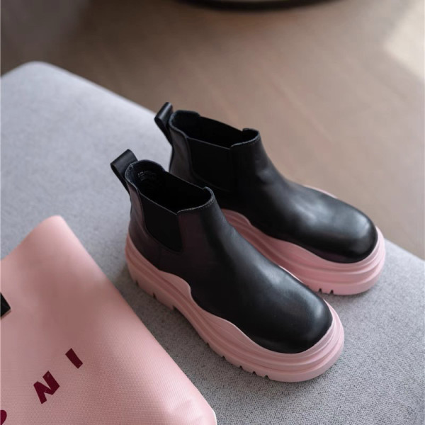 Thick-soled single boots Chelsea smoke tube boots bv leather Martin boots women (short boots) S648804676500-1